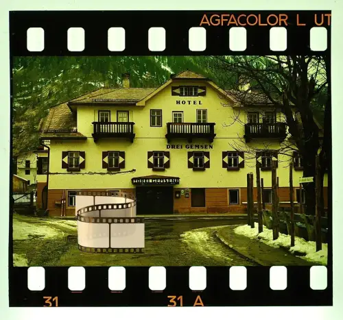 Orig. altes Farbdia - Hotel Drei Gemsen - Mallnitz Spittal a.d. Drau Österreich