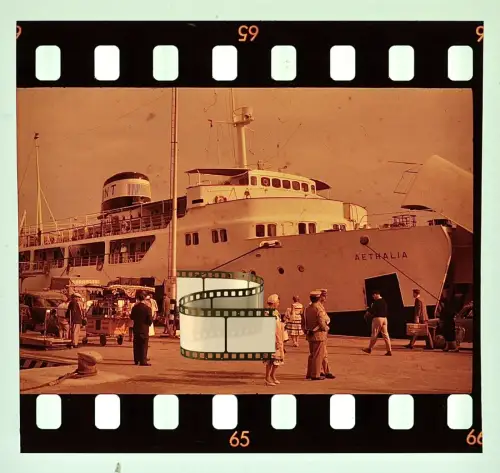 Orig. altes Farbdia -  Fähre Aethalia - italienisch Festland und der Insel Elba