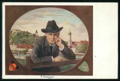 AK - Graz – Porträt Peter Rosegger – Deutscher Schulverein - 1911 gelaufen