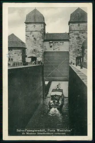 AK - Blick in Mindener Schachtschleuse - Salon Passagierschiff Porta Westfalica