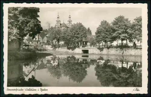 Foto AK - Walldürn in Baden - Weiher + doppeltürige Wallfahrtsbasilika St Georg