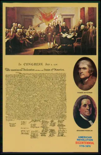 AK Unabhängigkeitserklärung der Vereinigten Staaten Szene d. Unterzeichnung 1776