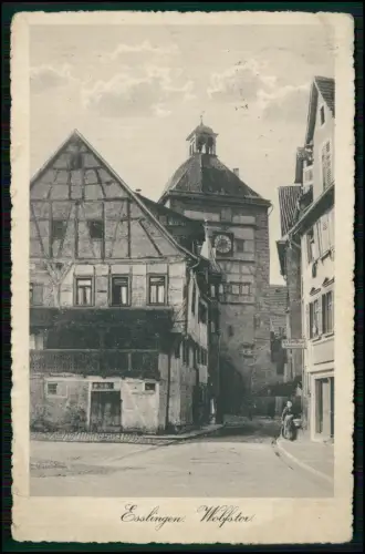 AK - Wolfstor in Esslingen am Neckar - Stadttor mit Uhrturm - 1913 gelaufen
