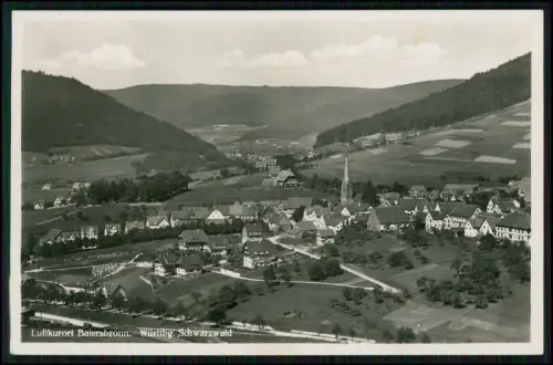 Echt Foto AK Baiersbronn Schwarzwald Blick über Ort Kirche Wohnhäuser 1950 gel.