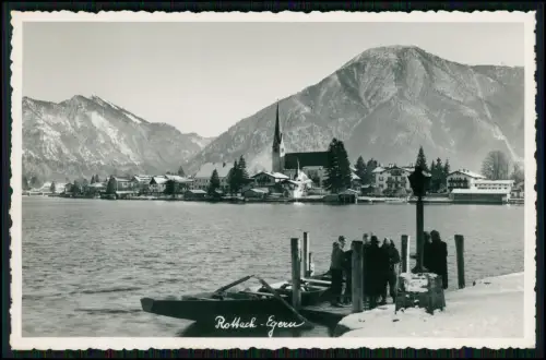 Echt Foto AK - Rottach-Egern am Tegernsee - Wallberg, Kirche, See Steg mit Boote