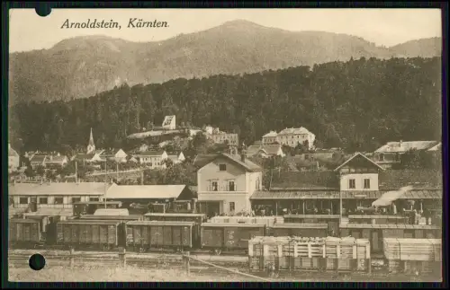 AK Arnoldstein Podklošter im Gailtal Kärnten Bahnhof Güterzüge 1943 gelaufen