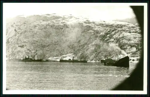 Foto AK - Zerstörer und andere in Narvik Norwegen -  1940 deutsche Kriegsmarine
