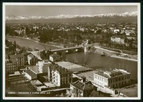 Foto AK Torino Piemont Italien am Fluss Po Brücke Parkanlagen Uferpromenade 1934