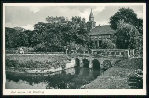 AK - Bad Hamm in Westfalen – Partie am Nordring - mit Brücke und Kirche