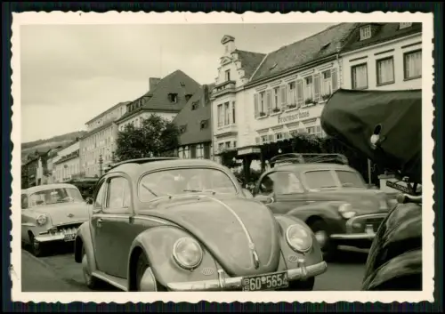 4x Foto - Rhein Reise - mit Volkswagen Käfer Brezelkäfer Nachkriegszeit - 1950er