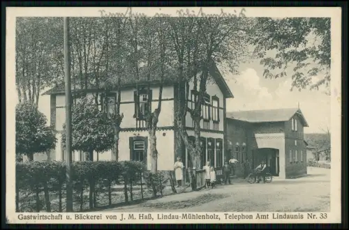 AK Gastwirtschaft - Lindau Boren Mühlenholz - Amt Lindaunis - Landpost 1937 gel.