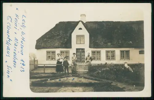 2x Foto AK - Leck Nordfriesland Holstein - Reetdach Bauernhaus u.a. Haus 1913-35