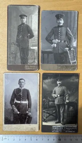4x CDV Foto  Atelier-Fotografien - von Deutschen Soldaten in Uniform - 1895-1918