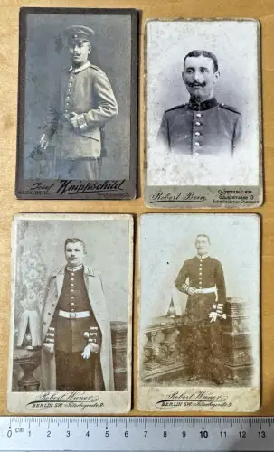 4x CDV Foto  Atelier-Fotografien - von Deutschen Soldaten in Uniform - 1895-1918