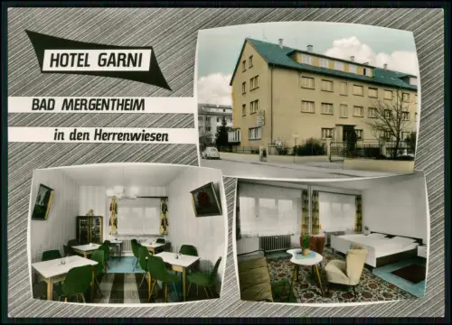 AK Hotel Garni in den Herrenwiesen Bad Mergentheim - zeittypische Einrichtung
