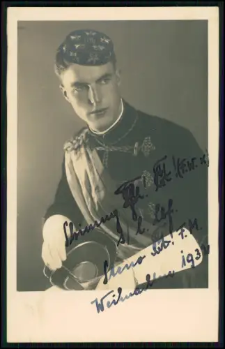 3x Foto AK Studenten Tracht Couleur Kappe Tönnchen Korbschläger Fechtwaffe 1932