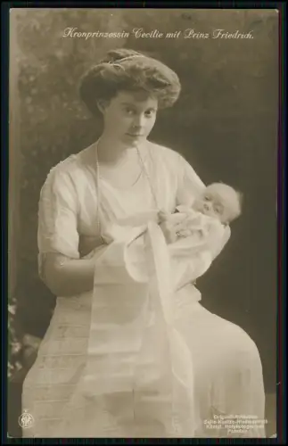 2x Cecilie von Preußen mit Sohn Prinz Friedrich + Tochter Prinzessin Alexandrine
