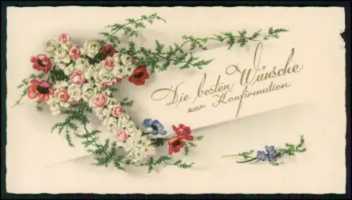 16x alte Karten Blumen mit Brief gelaufen - Die besten Wünsche zur Konfirmation