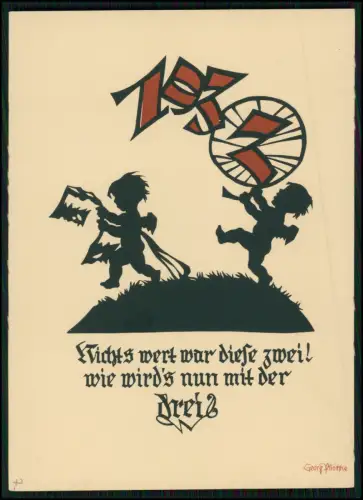 12x AK - Scherenschnitt Motive - Georg Plischke u.a. - Silhouette Arbeiten