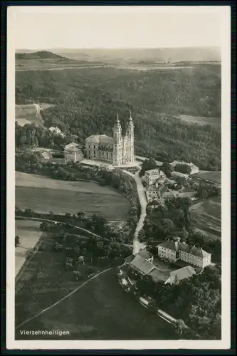 2 Foto AK - Vierzehnheiligen Bad Staffelstein - Luftbild der Umgebung 1937 gel.