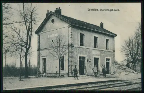 AK Stationsgebäudes Bahnhof Dontrien - Marne Grand Est Frankreich 1916 Feldpost