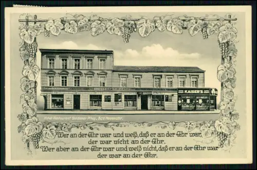 AK Hotel Restaurant Goldener Pflug Bad Neuenahr Adolf Hitler Str. 41 - 1939 gel.