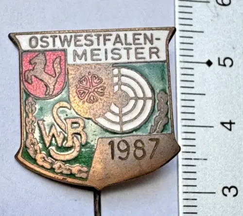 Anstecknadel Pin Schützenmeistertitel 1987 - OSTWESTFALEN-MEISTER - WSB Logo