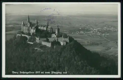 Foto AK - Luftaufnahme der Burg Hohenzollern bei Hechingen - 1930 gel. Brielhof