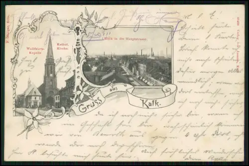 2x  AK - Köln Kalk – Hauptstraße Kirche Schlachthaus uvm. - 1901 gelaufen