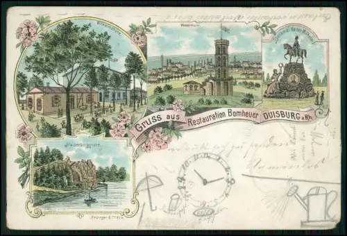 AK - Duisburg Ruhr Lithografie - Restaurant Bomheuer Kaiserberg - 1897 gelaufen