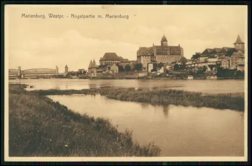 AK Marienburg Westpreußen - Brücke über Nogat Backsteinanlage des Deutschordens