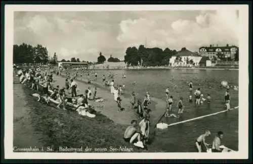 Foto AK - Grossenhain Hayn Sachsen - Badestrandes der neuen See Anlage - um 1940