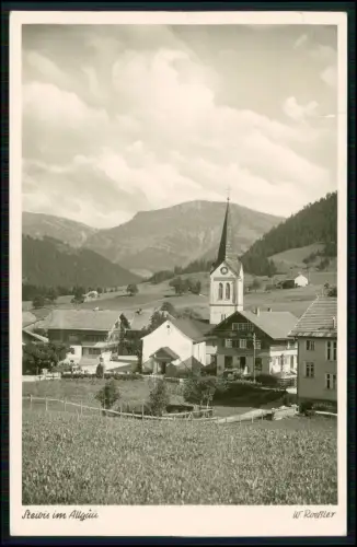Foto AK - Steibis Aach im Allgäu - Kirche mit Haus von Adolf Siech Gemischtwaren