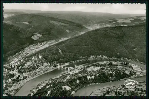 Foto AK - Schöning Luftbild von Hirschhorn am Neckar in Hessen - Neckarschleife