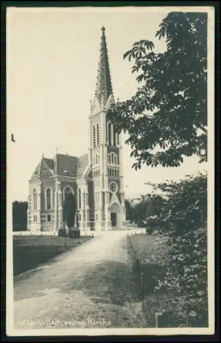 Foto AK - Villach Kärnten - evangelische Kirche neugotischer Turm 1924 gelaufen