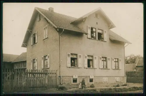 Echt Foto AK - Wohnhaus Soldatenquartier - Rückseite Unser letztes Quartier 1918