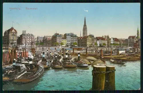 AK Hamburg Altstadt, Am Baumwall, Dampfer, Schlepper, Stadt 1912 gelaufen