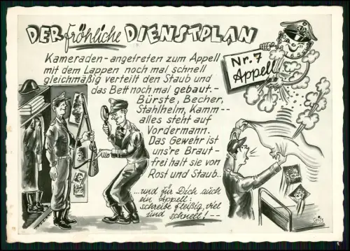 Künstler-AK - Bundeswehr Der fröhliche Dienstplan -  Soldaten reinigen die Stube