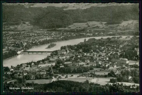 Foto AK - Bad Säckingen Hochrhein - Luftbild Rheinbrücke - Altstadt Kirche u.a.