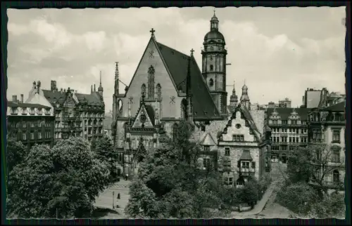 Foto AK - Leipzig Thomaskirche – historische Stadtansicht - mit Kirche und Turm