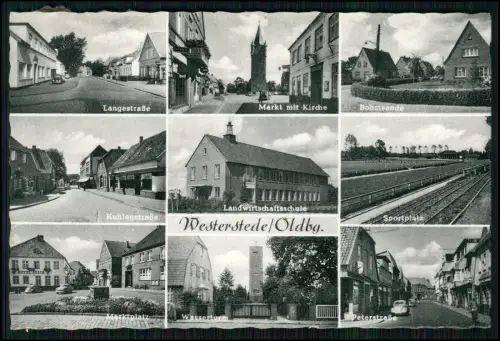 AK - Westerstede Oldenburg – Kirche Marktplatz Wasserturm Landwirtschaftsschule