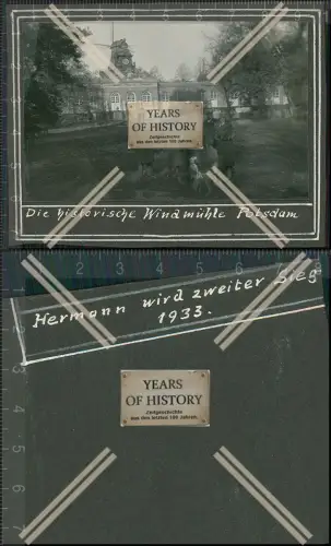 Foto Gruppe Damen und Herren 1933 vor historische Windmühle Windmill Potsdam