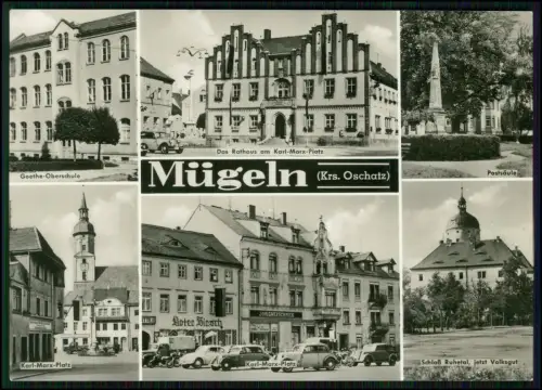Foto AK Mügeln - Rathaus Karl-Marx-Platz Schloss Ruhetal - Mehrbildkarte Sachsen
