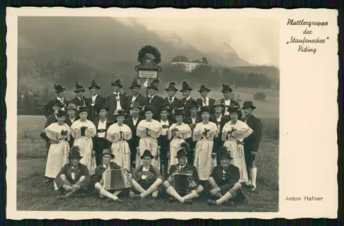 Echt Foto AK- Piding Bad Reichenhall - Verein Tracht Plattlergruppe Staufenecker