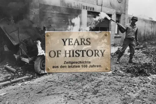 Repro Foto 10x15cm Englisch US Soldat Fahrzeug brennt