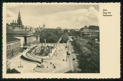 4x Foto AK Wien 1940 Ring mit Parlament Schloss Schönbrunn Neptunbrunnen uvm.