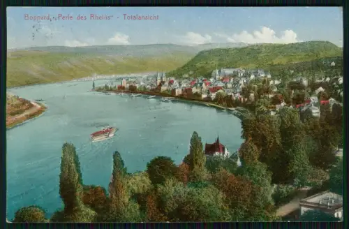 AK Boppard am Rhein - Perle des Rheins -  Panorama Dampfer - 1929 gelaufen