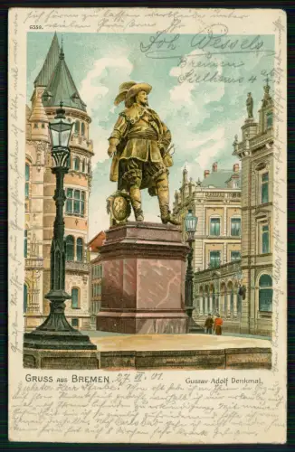 AK Litho - Hansestadt Bremen - Gustav Adolf-Denkmal - 1901 gelaufen