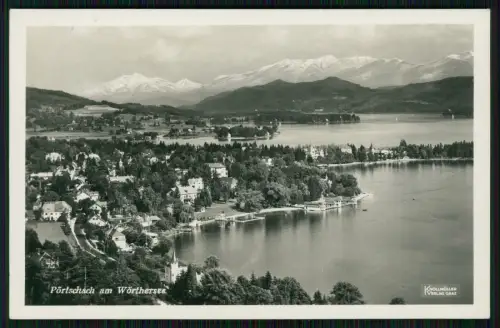 Foto AK Pörtschach Wörthersee Kärnten, Ufer, Gebirge, Wasser - 1938 gelaufen