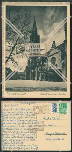 AK Freiburg Schwarzwald Südseite des Münsters Kirche Kathedrale Karte gelaufe